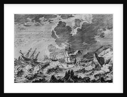 Ships in Stormy Sea by Anonymous