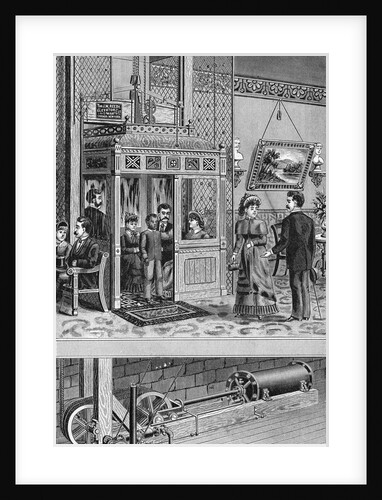 Drawing Showing Uses and Intricates of Early Elevator by Anonymous
