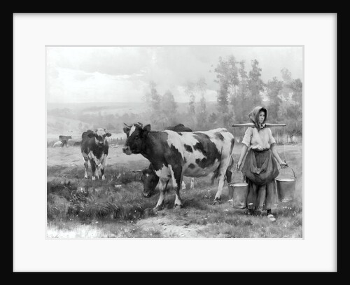 Painting Entitled Milkmaid and Cows by Anonymous