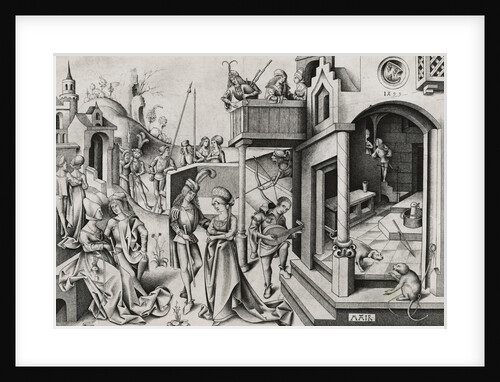 Illustration of Castle Dwellers Inside and Outside of Their Domain by Anonymous