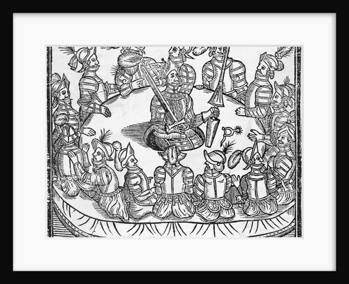 Woodcut of King Arthur and the Knights of the Round Table by Anonymous