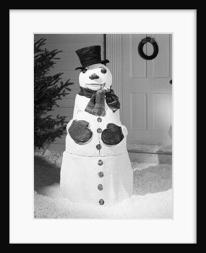 Dapper Snowman Outside a House by Anonymous