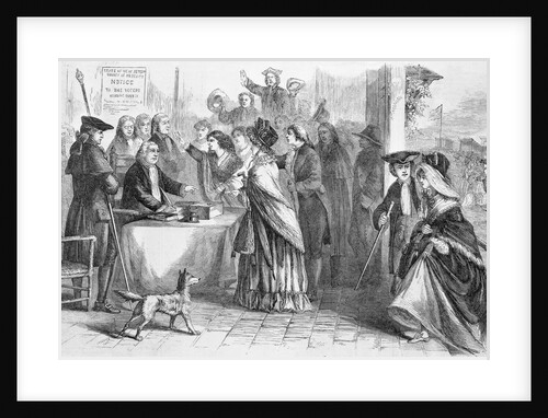 Woodcut of Women Casting Votes in New Jersey by Anonymous