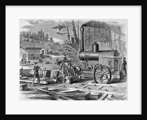 Worker Using Steam Circular Sawmills by Anonymous