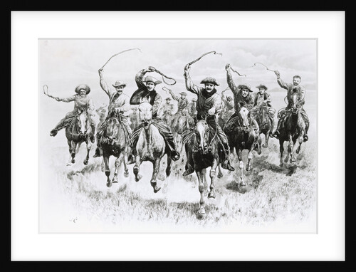 The Cowboy's Race Woodcut by Anonymous
