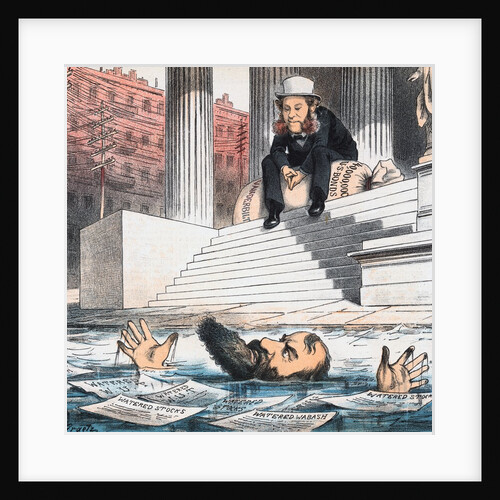 Cartoon of Jay Gould Drowning by Anonymous