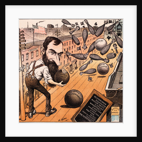 Cartoon of Jay Gould Bowling in Street by Anonymous