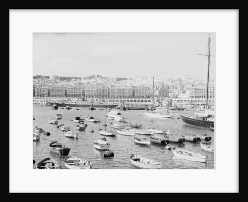 Boats in Harbor Outside City by Anonymous