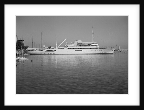 Onassis Yacht Docked on Shore by Anonymous