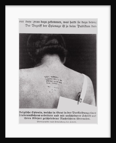 Ink Scrolled Back of a Belgian Female Spy by Anonymous
