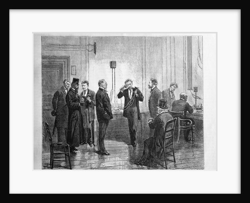 Illustration of Alexander Graham Bell Using Telephone by Anonymous