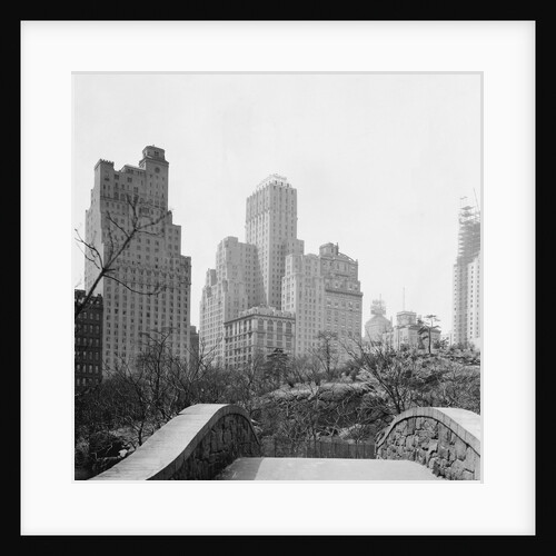 New York City Skyscrapers and Hotel Seen from Pedestrian Bridge by Anonymous