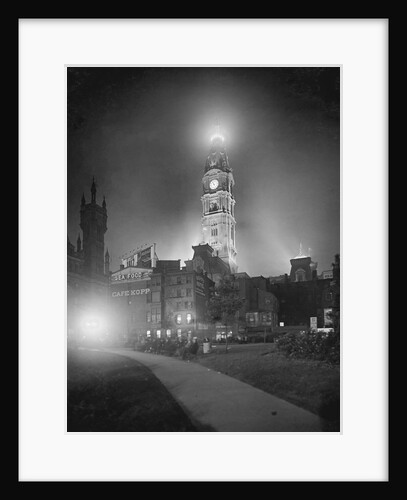 City Hall Tower with Night Lights by Anonymous