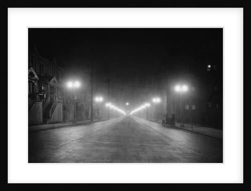 Lights Along a Foggy Street by Anonymous