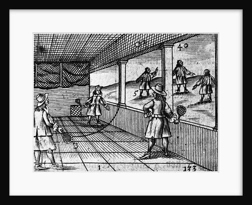 Illustration of Indoor Tennis from Orbis Sensualium Pictus by Anonymous