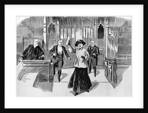 Cartoon of Suffragette in House of Commons by Anonymous