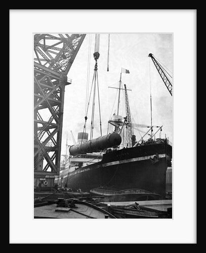 Crane Lifting Oil Refinery Tower from Cargo Ship by Anonymous