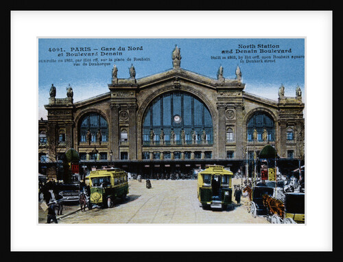 Color Print of Buses Outside Gare du Nord by Anonymous