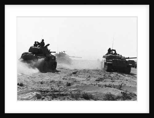 Israeli Tanks Riding Through Egyptian Desert by Anonymous