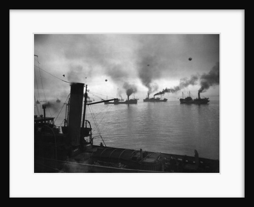 Coastal Naval Convoy at British Port, 1942 by Anonymous