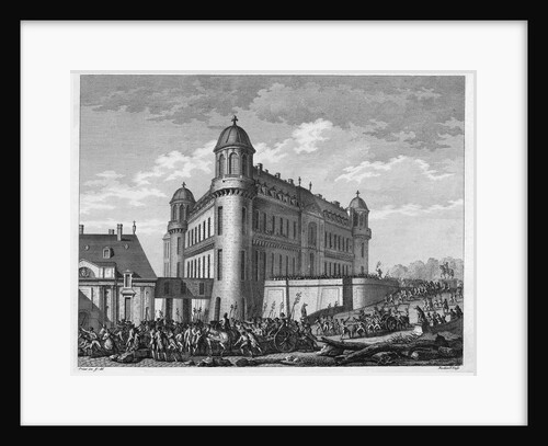 Illustration of Citizens Surrounding a Building During the French Revolution by Anonymous