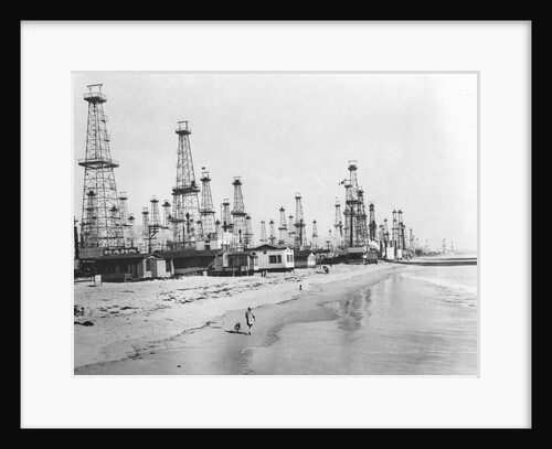 Oil Derricks on a Beach in California by Anonymous
