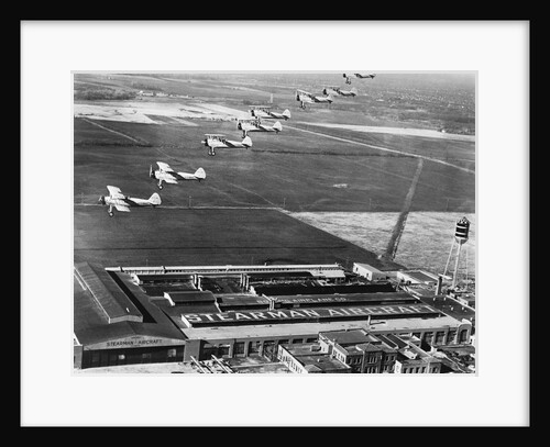 Aeroplanes Flying Above Stearman Aircraft Factory, 1941 by Anonymous