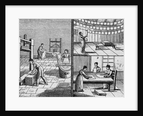 Engraving of the Process of Paper Making by Hand