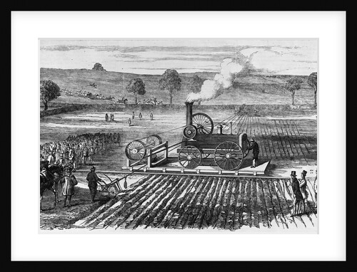 Illustration of Steam Engine Ploughing a Field at Grimsthorpe by Anonymous