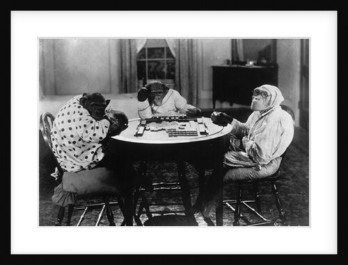 Chimpanzees Play Mahjong by Anonymous