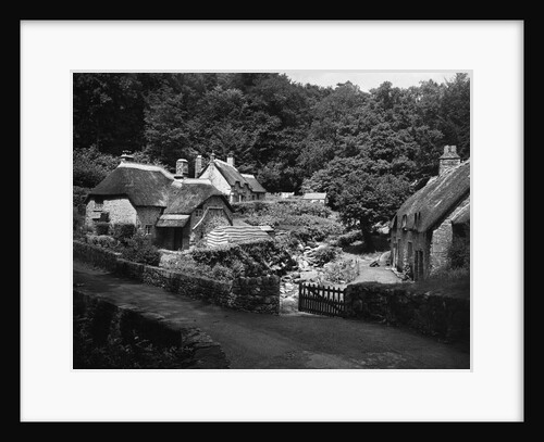 Thatched Cottages in Buckland-in-the Moor by Anonymous