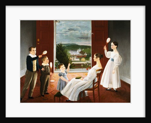 Colonial American Painting of a Family at Play by Anonymous