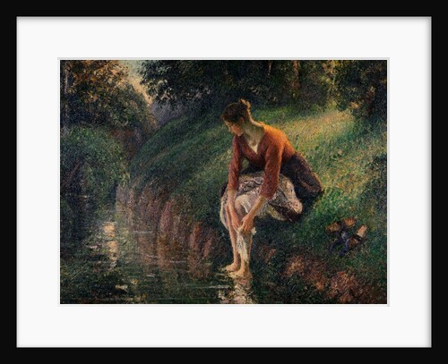 Young Woman Bathing Her Feet in a Brook by Camille Pissarro