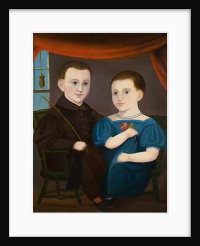 American Naive Portrait of a Boy and a Girl by Anonymous