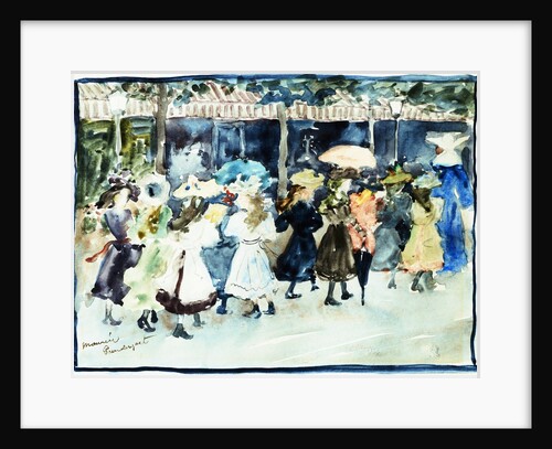 Watercolor of Girls Walking Along the Boardwalk by Maurice Brazil Prendergast