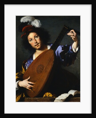 Italian Baroque Painting of Lute Player by Anonymous