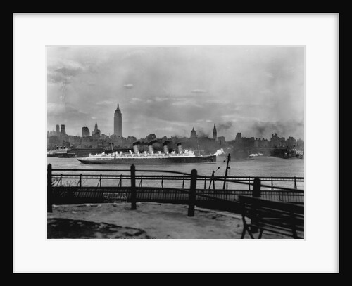The S.S. Mauretania and New York City Skyline by Anonymous