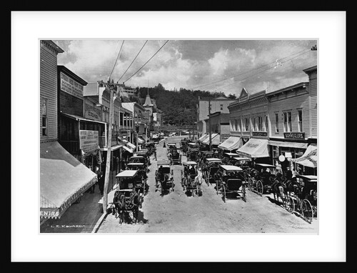 Horse-Drawn Carriages and Storefronts on Mackinac Island by Anonymous