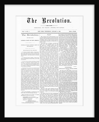 First Issue of The Revolution Suffrage Newspaper by Anonymous