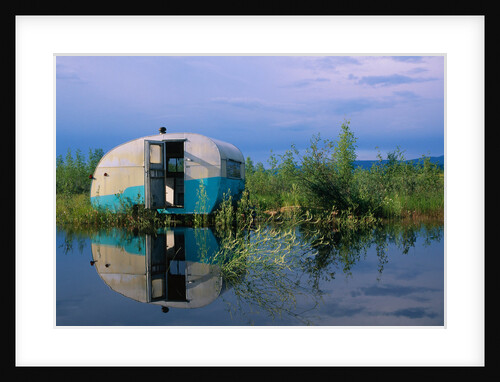 Abandoned Trailer on Flooded Field by Anonymous
