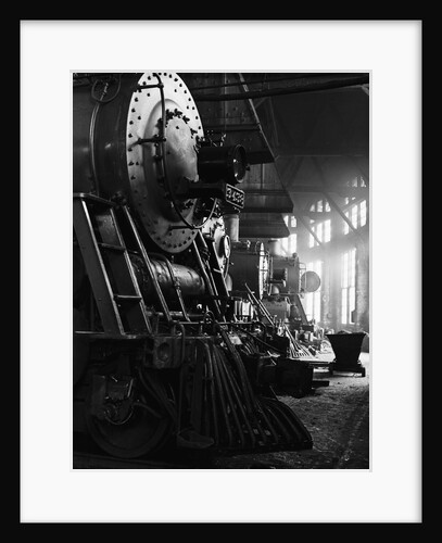 Locomotives in Roundhouse by Anonymous