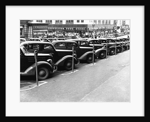 Cars Parked on Street by Anonymous