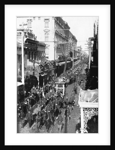 Jefferson Davis Funeral, body in horse-drawn wagon on street in New Orleans by Anonymous