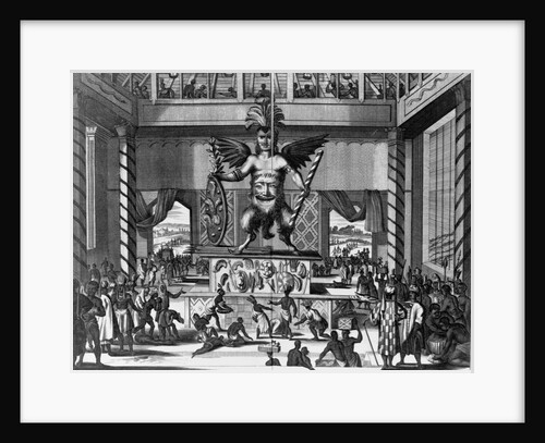 Viztlipuztli idolus Mexicaanorum (natives worshipping huge idol) by Anonymous