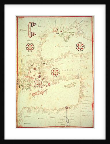 Vellum Chart of Eastern Mediterranean by Oliva