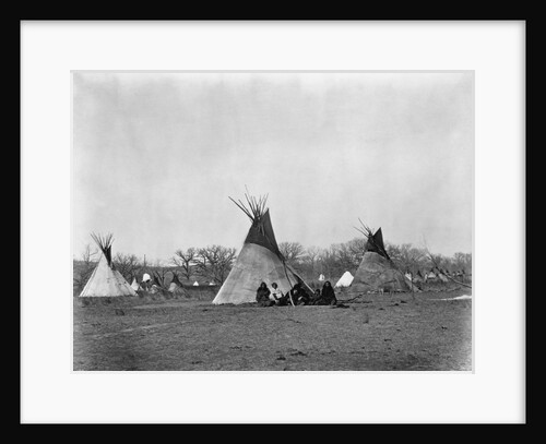 A Native American Family Sits Outside Their Teepee by Anonymous