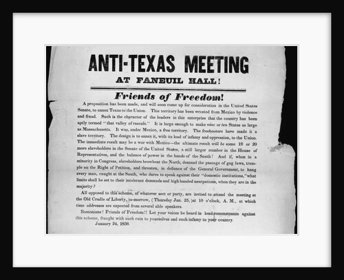 Anti-Texas Annexation Poster by Anonymous