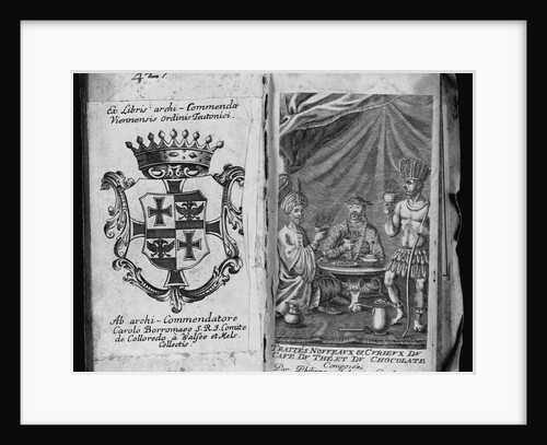 Coat of Arms of Colleredo-Meinz and Wallese Family and Three Men With New Drinks From Their Country of Origin by Anonymous