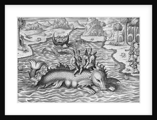 King and his Advisers Riding on the Back of a sea Monster by Anonymous