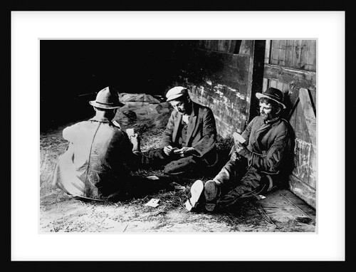 Vagrants Playing Cards in Railroad Car by Anonymous